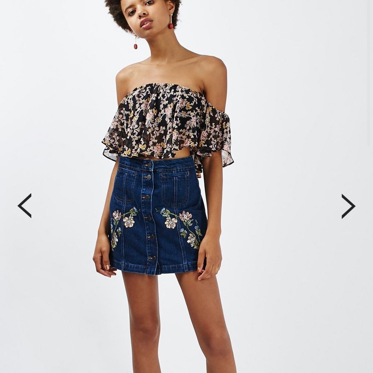 Topshop Moto Floral Embroidered Skirt